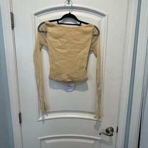 Gold Long Sleeve Off-Shoulder Top